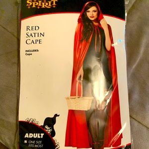 Spirit Halloween red riding hood cape.